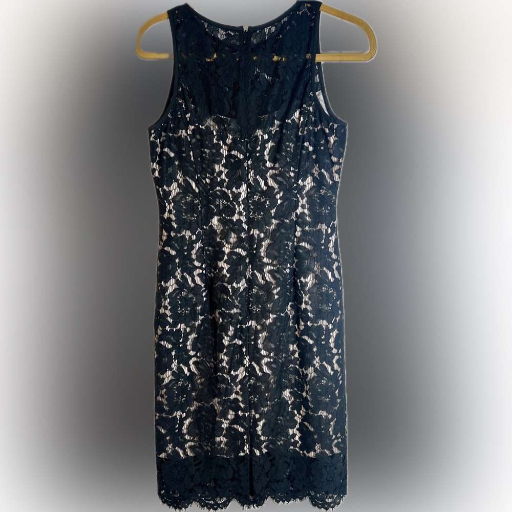 White House Black Market Black lace overlay sheath Dress Size 4 - Picture 3 of 13